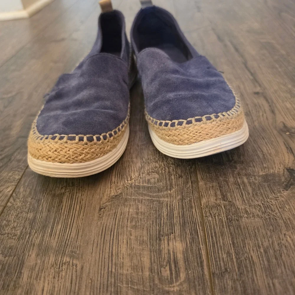 Cole Haan Cloudfeel Espadrille Slip On Shoes Navy Blue Suede Womens